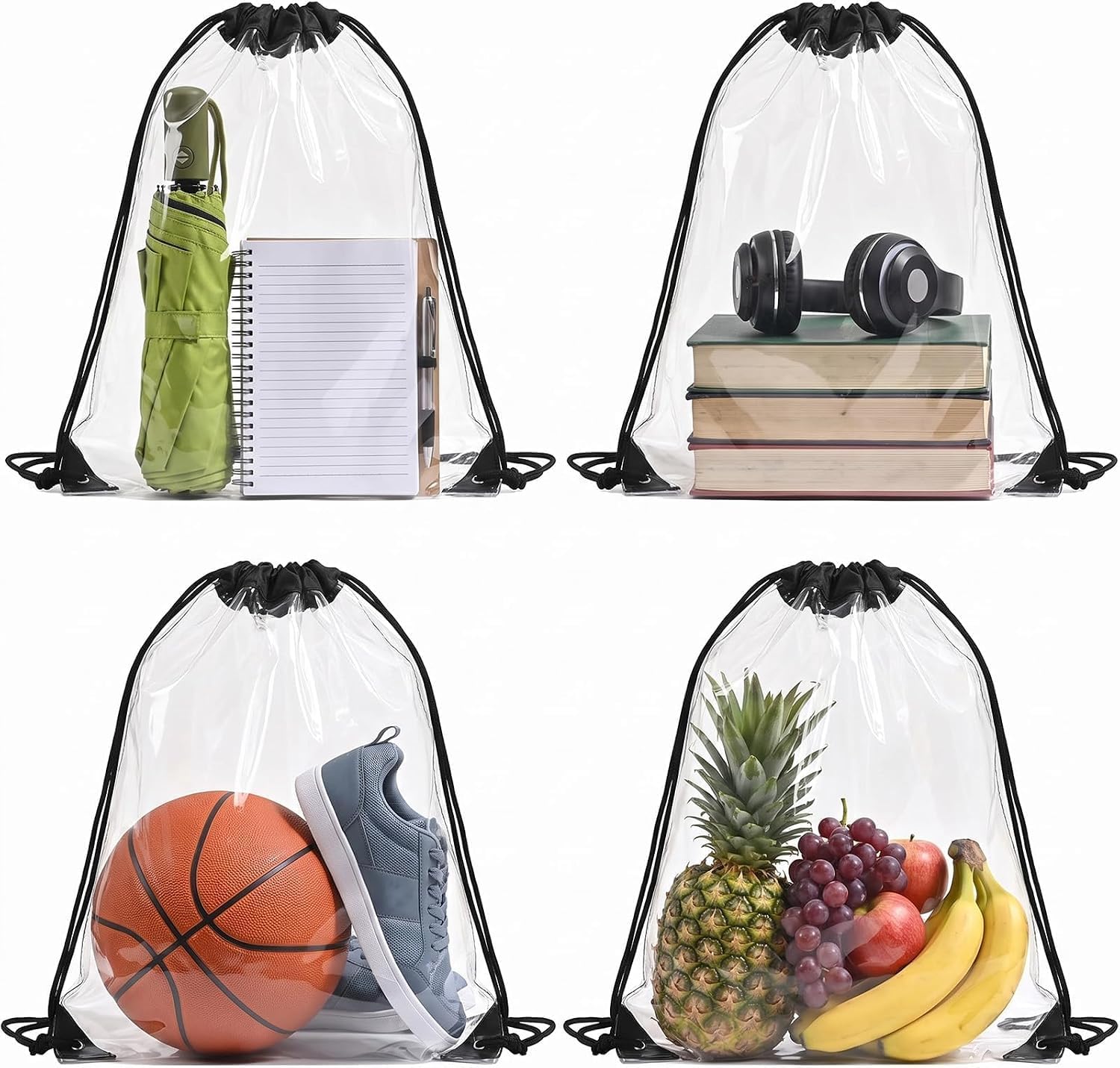 Sportbeutel mit Kordelzug – für Party und Festival, verstellbar, wasserbeständig, 4 Stück, 42 × 33 cm