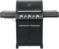 SANTOS Gasgrill S-318 mit Infrarot-Zone & Heckbrenner - Ausziehbares Warmhalterost, Drehspieß & Silikonablage - Komplett Schwarz