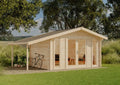Modernes Gartenhaus Mirko D aus Holz mit Schleppdach, Wandstärke 40 mm