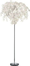 Reality Leuchten Stehlampe Leavy, Nickel Matt, Weißer Kunststoffschirm, 70 x 70 x 180 cm