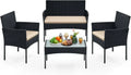 Moderne Gartenmöbel-Set aus Polyrattan für Balkon und Terrasse - Schwarz/Taupe