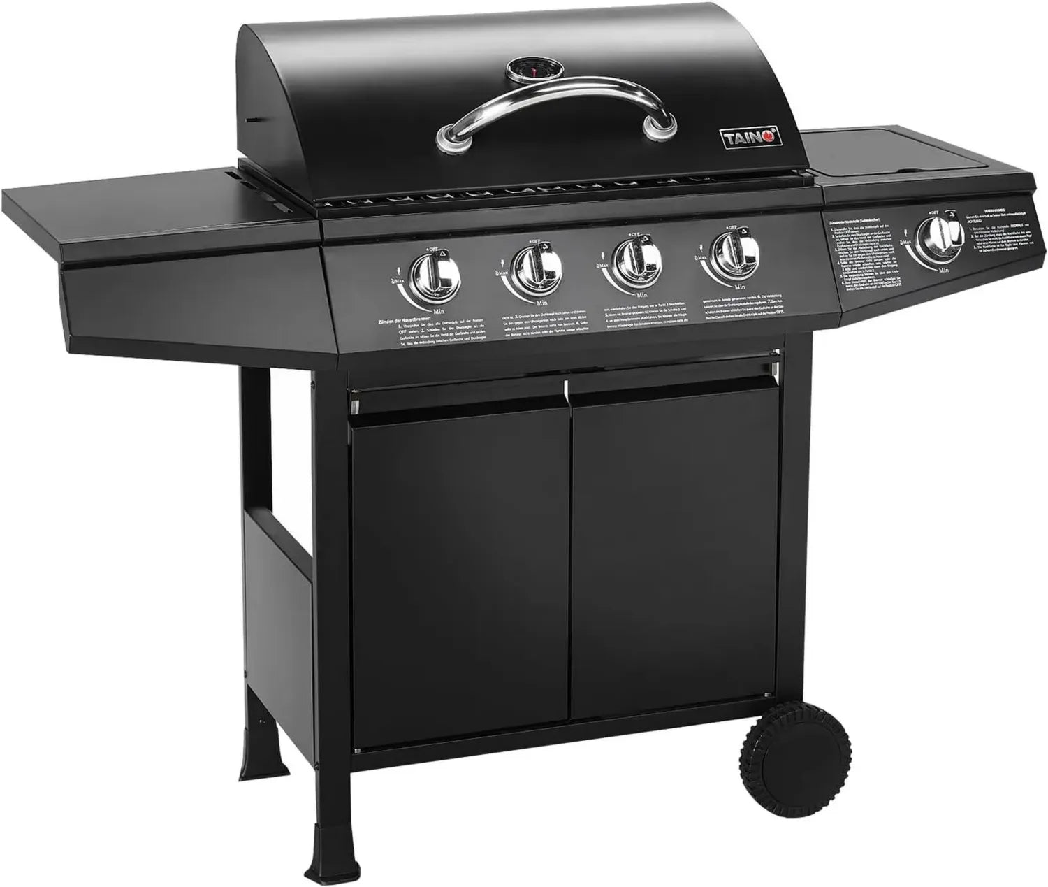 TAINO BASIC 4+1 Edelstahl BBQ Gasgrill mit Seitenbrenner, TÜV-geprüft