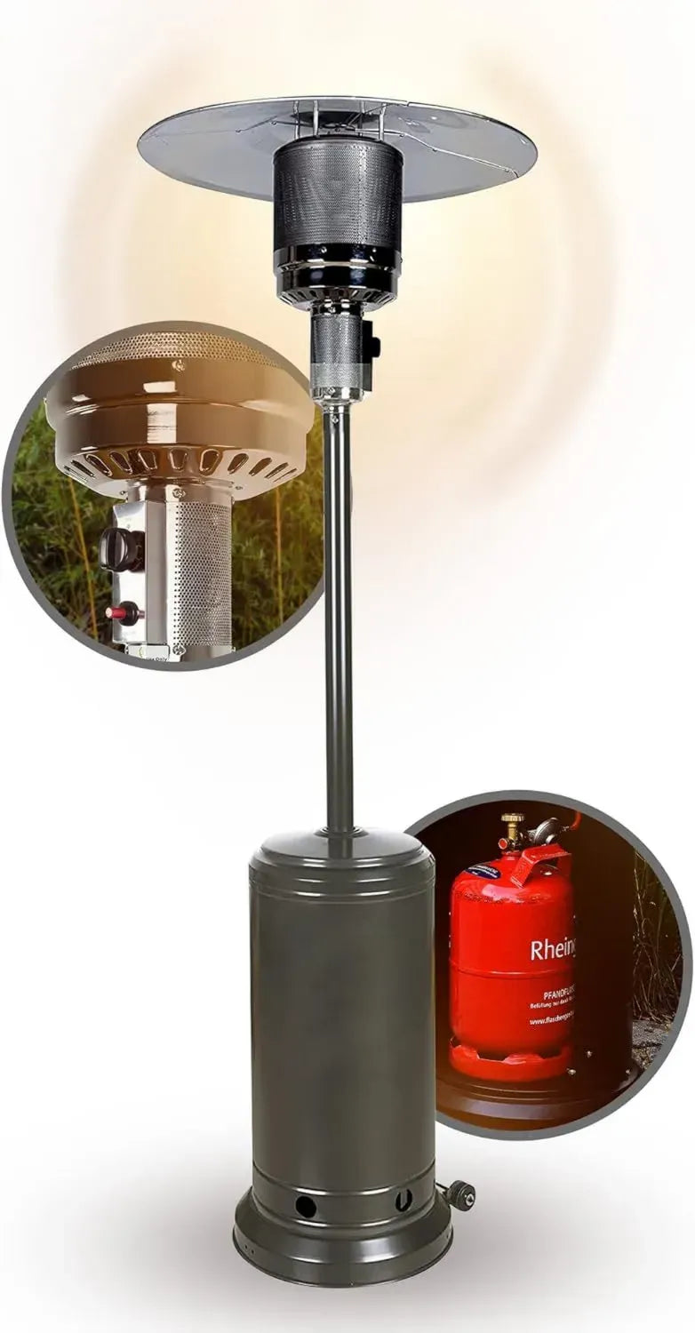 APANA 14kW Gas-Terrassenheizer Bellamente ONE mit Sicherheitssystem, Anthrazit, Mobil mit Rollen